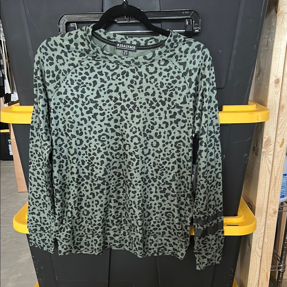 Essentials Green Leopard Print Women's Top